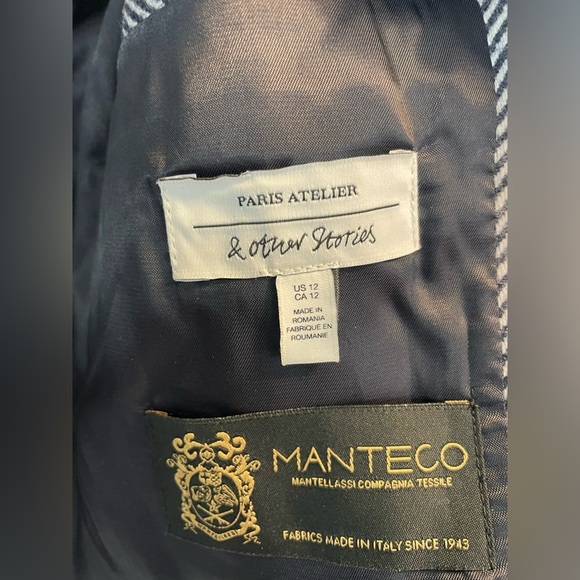 & Other Stories Paris Atelier women’s 12 gray herringbone blazer Italian fabrics - Picture 6 of 9